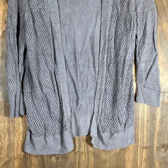 Ann Taylor Womens Sweater Gray Cardigan Petite Open Front Linen Blend LP - Picture 3 of 12